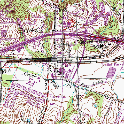 Topographic Map of Eureka, MO