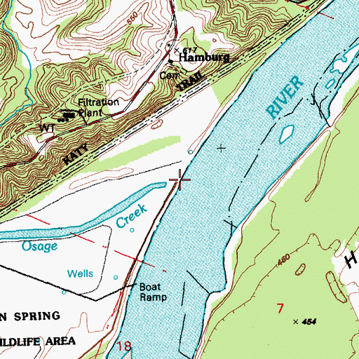 Topographic Map of Femme Osage Creek, MO
