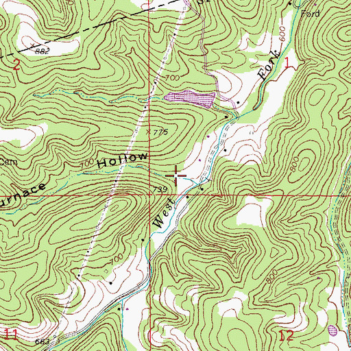 Topographic Map of Furnace Hollow, MO