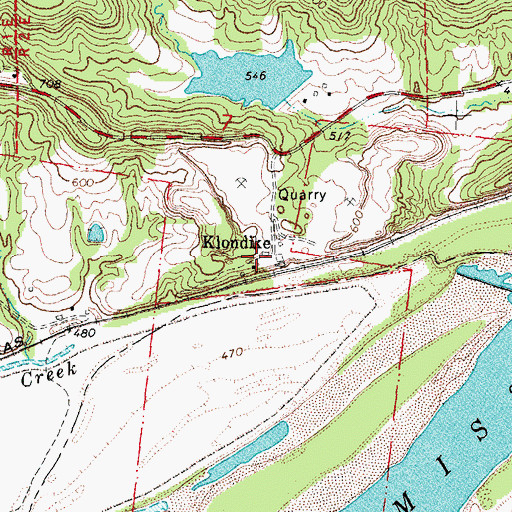 Topographic Map of Klondike, MO
