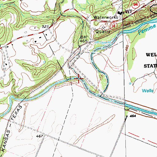 Topographic Map of Little Femme Osage Creek, MO