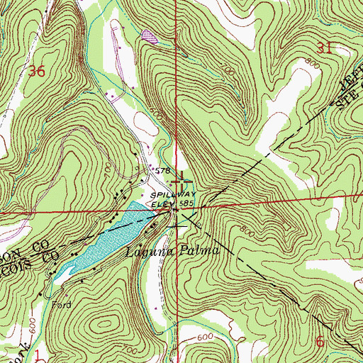 Topographic Map of West Fork Plattin Creek, MO