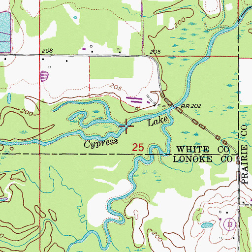 Topographic Map of Cypress Lake, AR