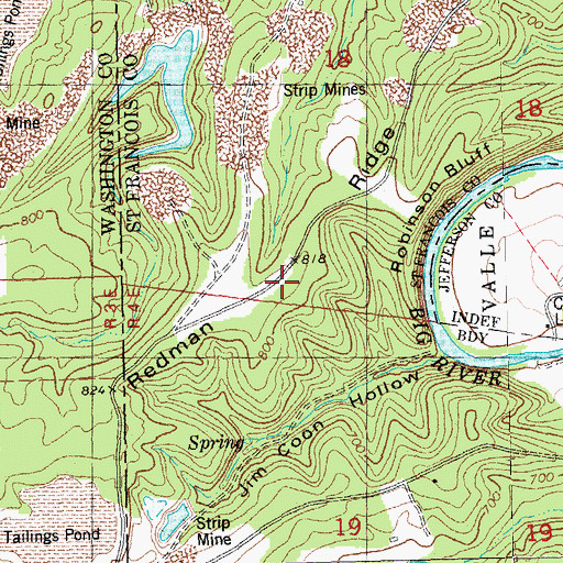Topographic Map of Redman Ridge, MO