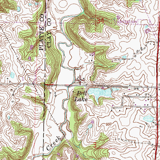 Topographic Map of Bell Lake, MO