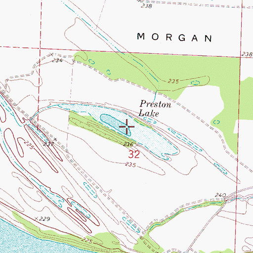 Topographic Map of Preston Lake, AR