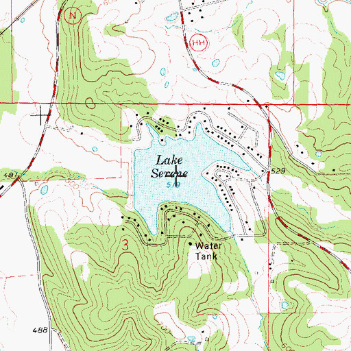 Topographic Map of Lake Serene, MO