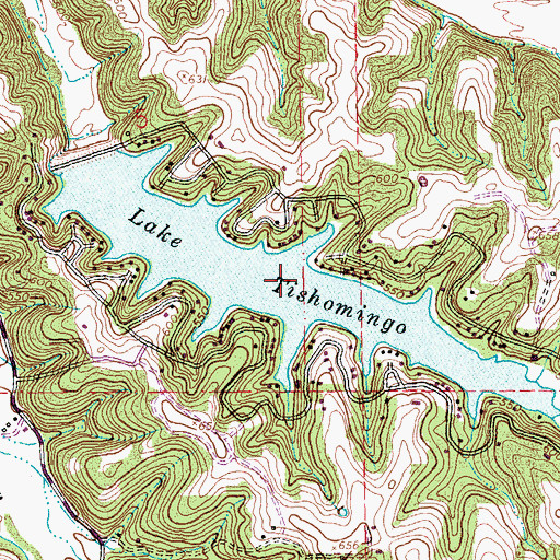 Topographic Map of Lake Tishomingo, MO
