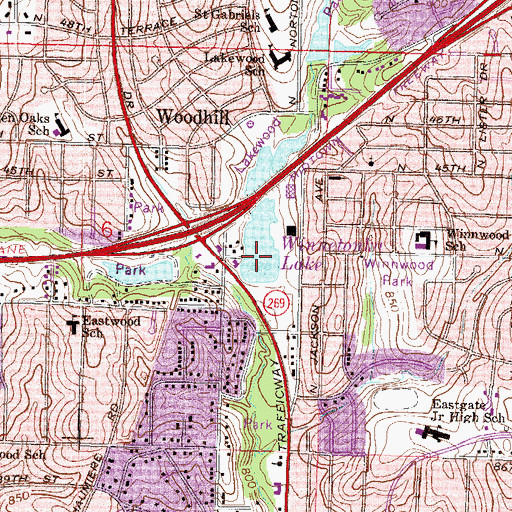 Topographic Map of Winnetonka Lake (historical), MO