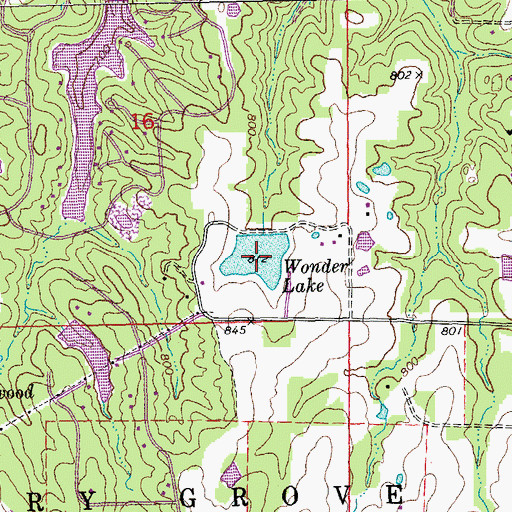 Topographic Map of Wonder Lake, MO