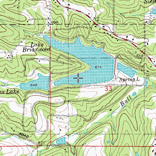 Topographic Map of Lake Briarwood, MO