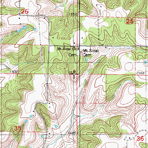 Topographic Map of Webster County, MO