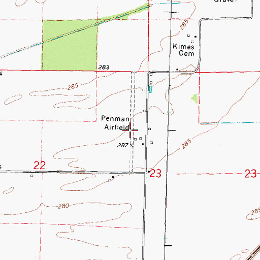 Topographic Map of Penman Airport, MO