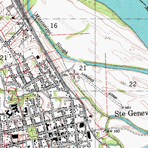 Topographic Map of Ste Genevieve Flying Club, MO