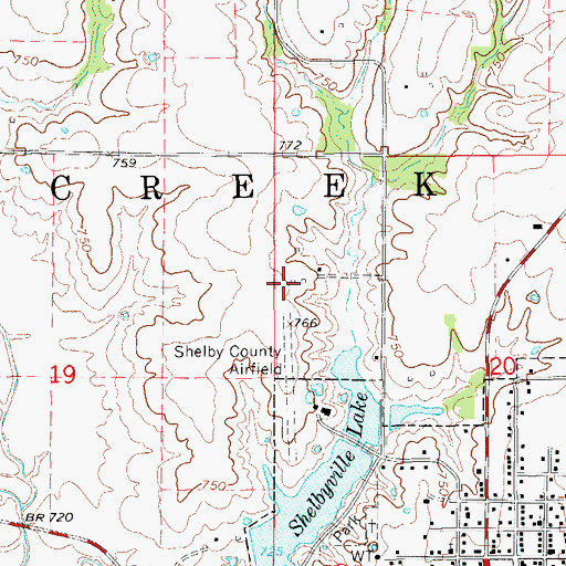 Topographic Map of Shelby County Airport, MO