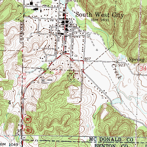 Topographic Map of KLTK-AM (Southwest City), MO