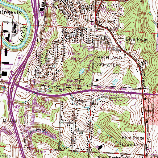 Topographic Map of KCPT-TV (Kansas City), MO
