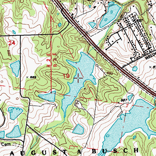 Topographic Map of August A Busch Lake Number 34, MO