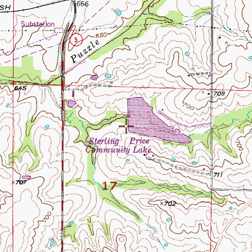 Topographic Map of Sterling Price Lake Dam, MO