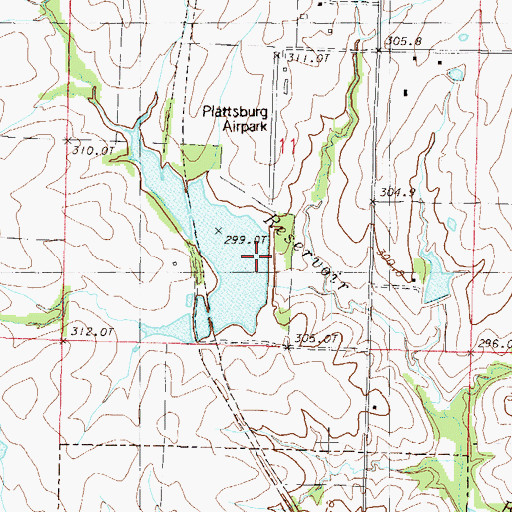 Topographic Map of Six Mile Lane Lake Dam, MO