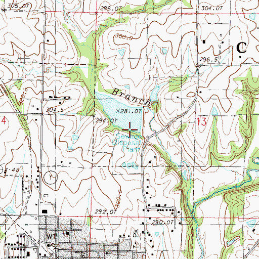 Topographic Map of Plattsburg Old Reservoir Dam, MO