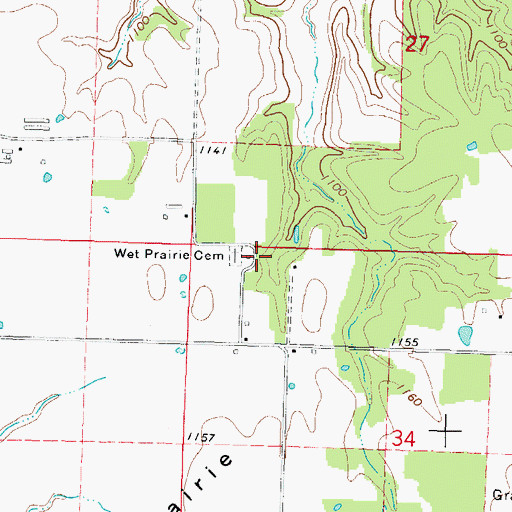 Topographic Map of Wet Prairie School (historical), AR