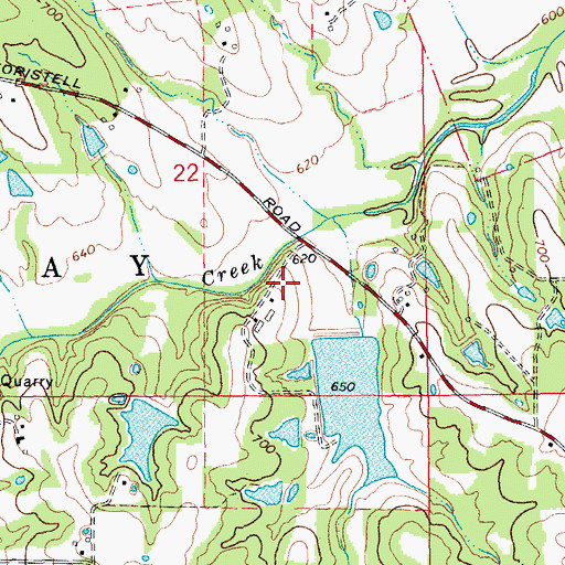 Topographic Map of Greenfelder Lake, MO