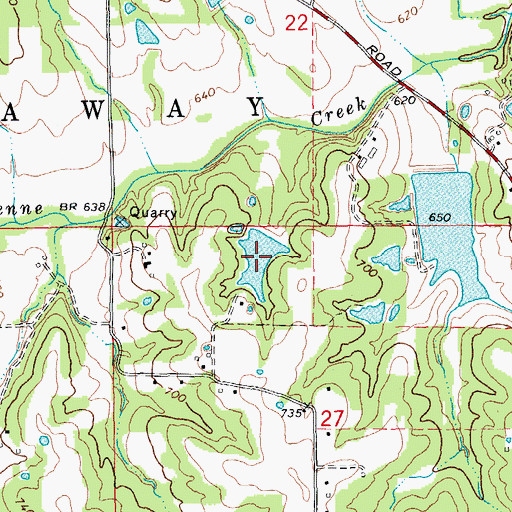 Topographic Map of Langosch Lake, MO