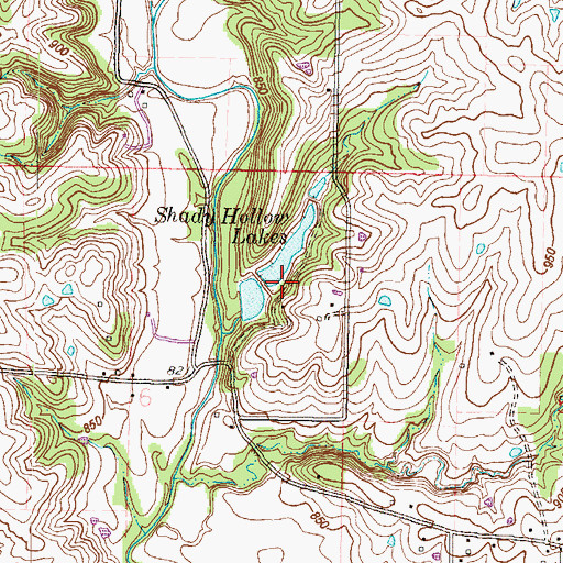Topographic Map of Shady Hollow Dams Dam (historical), MO