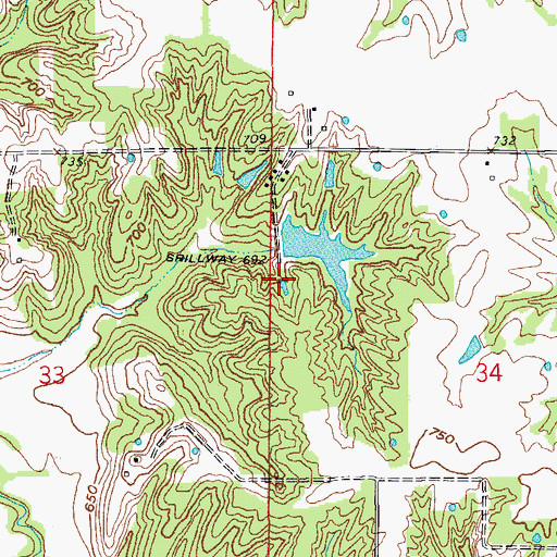 Topographic Map of Paradise Lake, MO