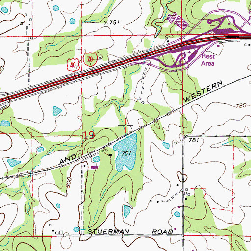 Topographic Map of N and W Railroad Section 19 Dam, MO