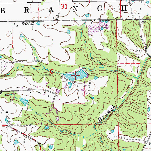 Topographic Map of Seven Oaks Ranch Lake, MO