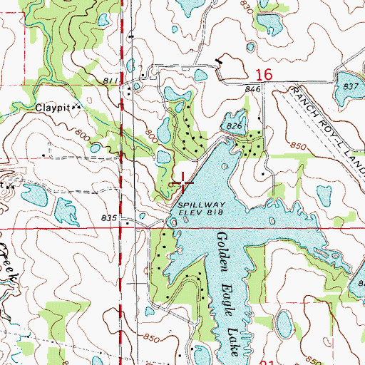 Topographic Map of Golden Eagle Lake Dam, MO