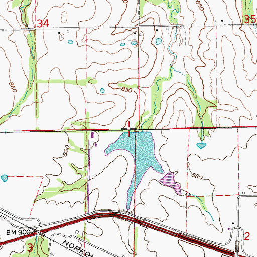 Topographic Map of Cool Valley Lake Dam, MO