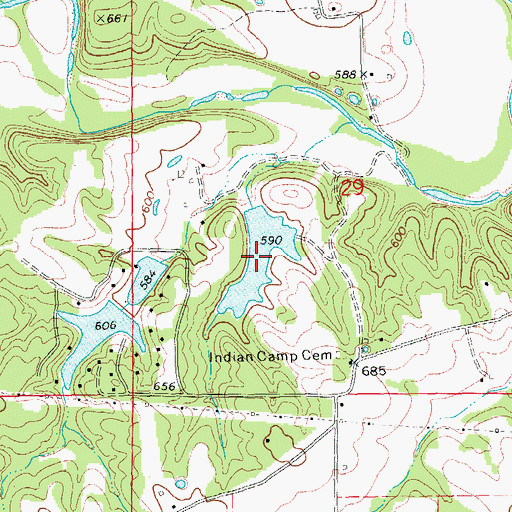Topographic Map of Becker Lake, MO