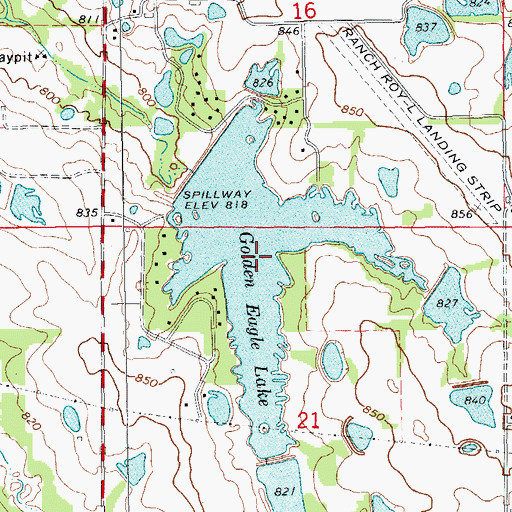 Topographic Map of Golden Eagle Lake, MO