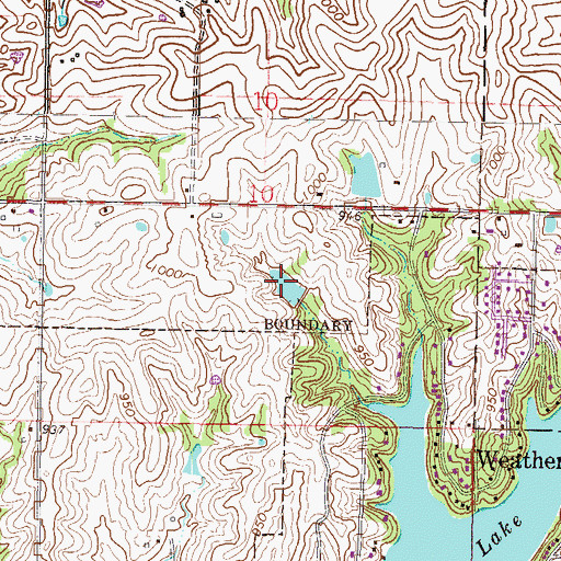 Topographic Map of Breen Lake, MO
