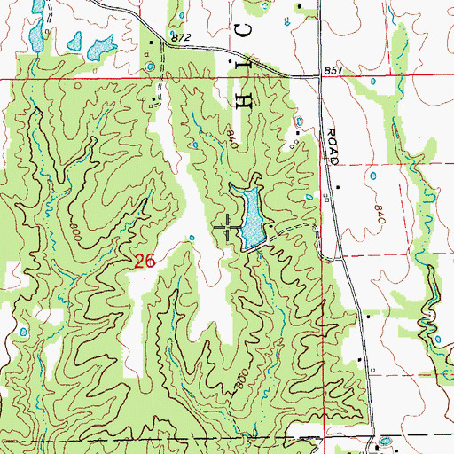 Topographic Map of Kutryb Lake Dam, MO
