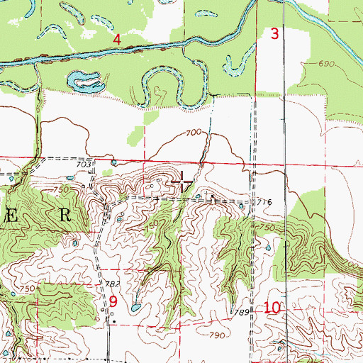 Topographic Map of Carrol Lake Dam, MO