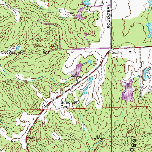 Topographic Map of Hicks Lake Section 20 South Dam, MO