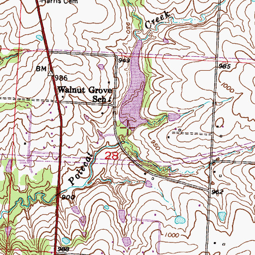 Topographic Map of North Lake Dam, MO