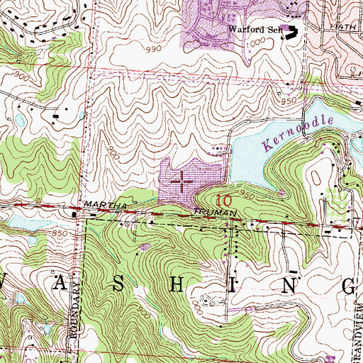 Topographic Map of Kernodle Park Lake - Lower, MO