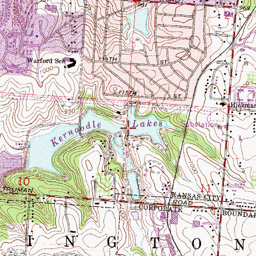 Topographic Map of Kernodle Lake Dam Number Four, MO