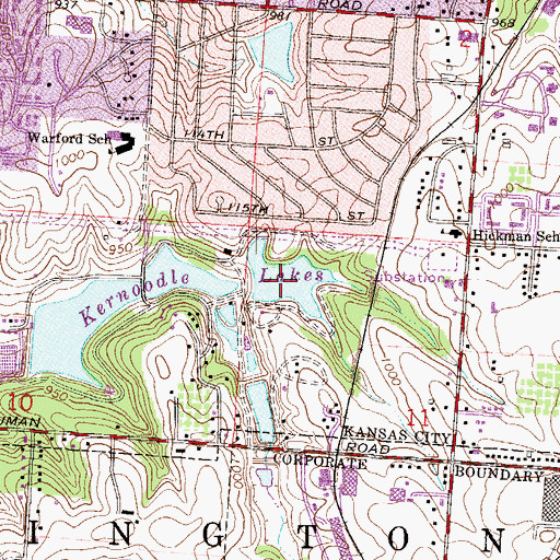 Topographic Map of Kernoodle Lakes, MO