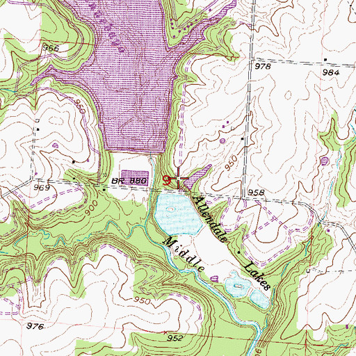 Topographic Map of Allendale Dam, MO