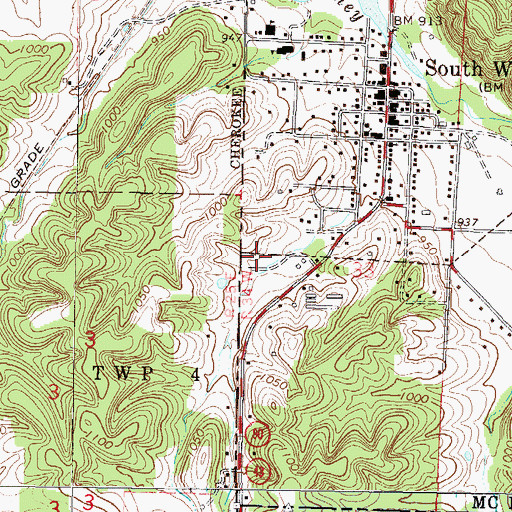 Topographic Map of Southwest City Structure E-1 Dam, MO