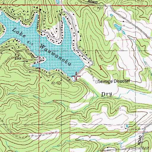 Topographic Map of Lake Wauwanoka Dam, MO