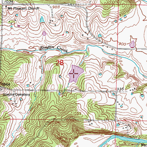 Topographic Map of Number 55 Lake, MO