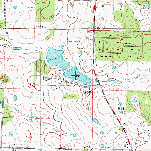 Topographic Map of Wallace Lake, MO