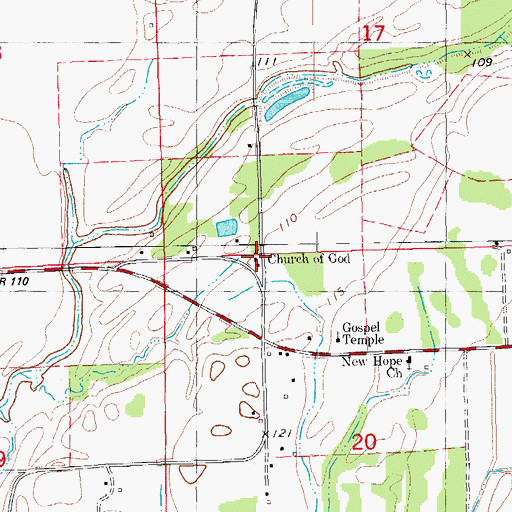 Topographic Map of Church of God, AR